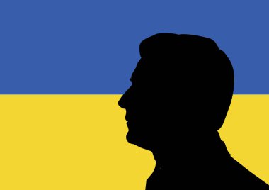 5 Nisan 2022: Ukrayna Cumhurbaşkanı Volodymyr Zelensky 'nin portresinin bir çizimi