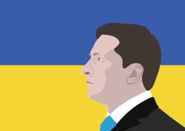5 Nisan 2022: Ukrayna Cumhurbaşkanı Volodymyr Zelensky 'nin portresinin bir çizimi