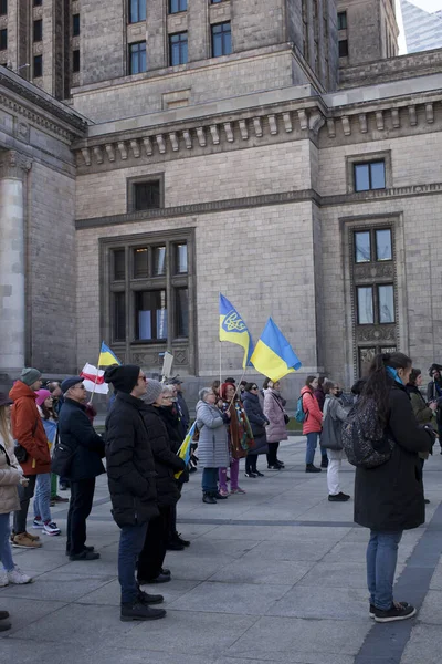 Varsóvia Polônia Março 2022 Protesto Contra Guerra Ucrânia — Fotografia de Stock