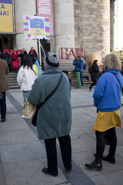 Warsaw Poland March 2022 Protest War Ukraine — Stock Photo, Image