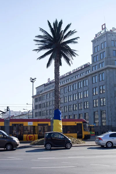 Warsaw Poland March 2022 Flag Ukraine Warsaw — Stock Photo, Image