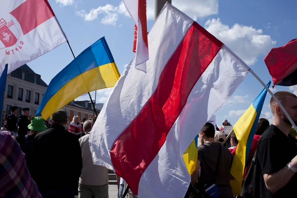 Varsóvia Polónia Maio 2022 Bandeiras Ucrânia Varsóvia — Fotografia de Stock