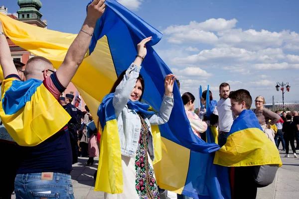 Warsaw Poland May 2022 Flags Ukraine Warsaw — стокове фото