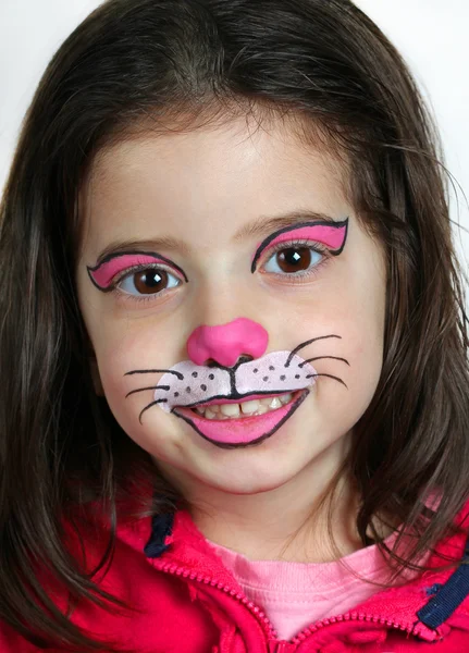 Pretty girl with face painting of a cat — Stock Photo, Image