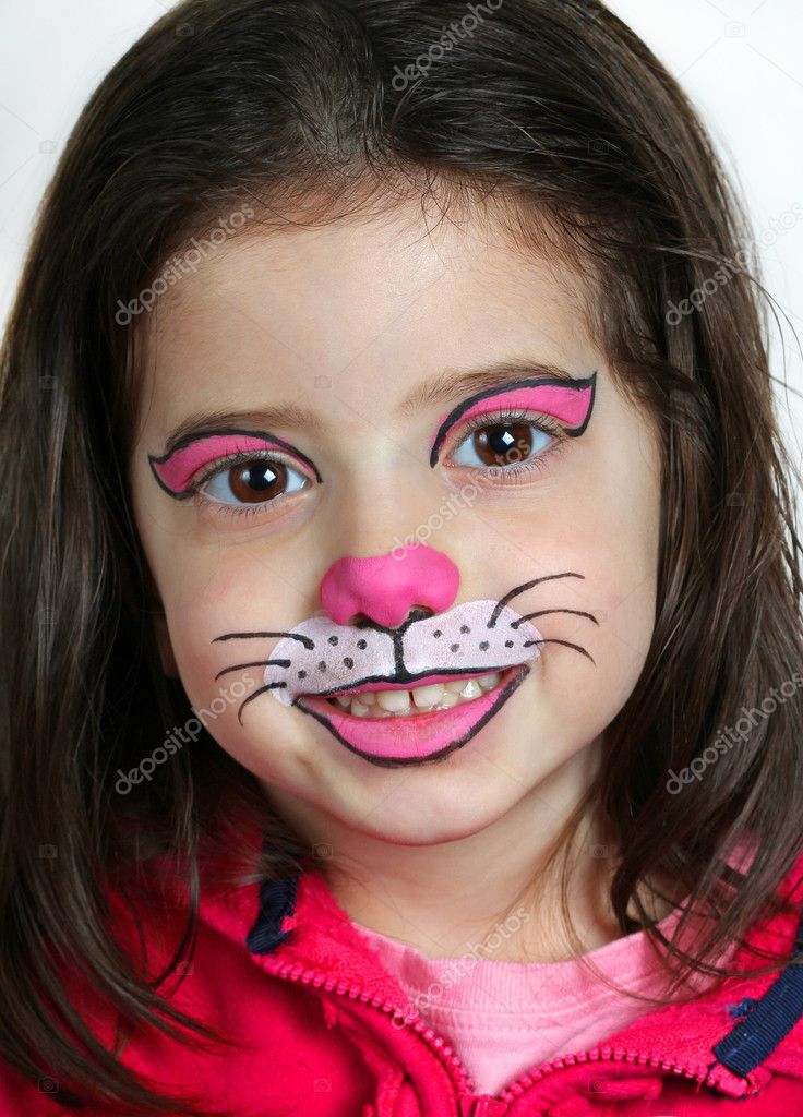 Pretty girl with face painting of a cat Stock Photo by ©alexsvirid 18239521