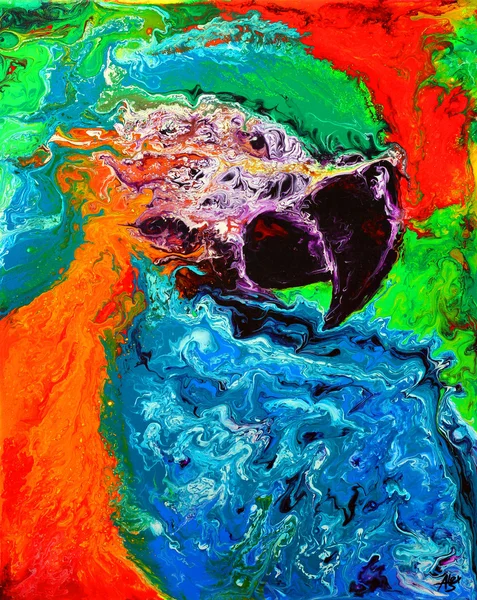 Abstract Original Painting of parrot — Stock Photo, Image