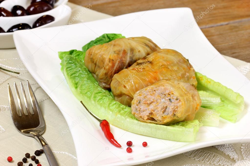 Stuffed cabbage with meat and rice.