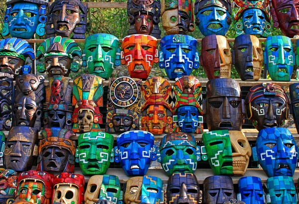 Mayan Wooden Masks for Sale — Stock Photo, Image
