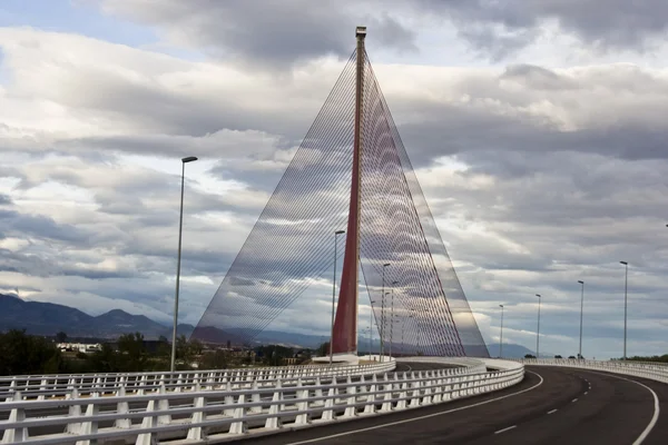 The cable-stayed bridge Talavera, with a dimension of 185 construction metra Height — Stock Photo, Image