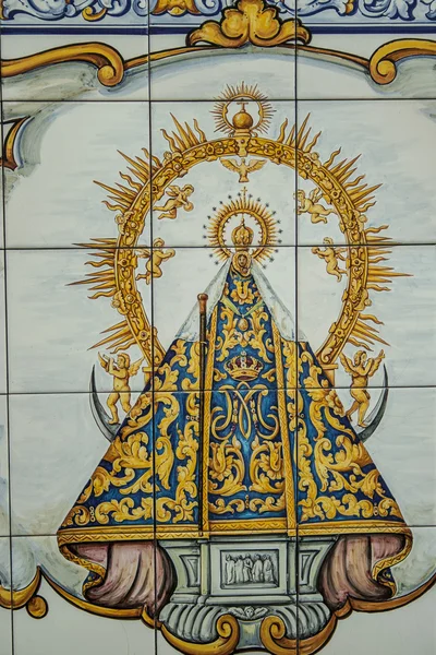 Keramiek van talavera tegels, afbeelding van de Maagd Maria Stockafbeelding