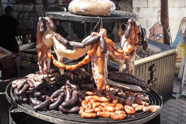 Barbekü domuz eti, ortaçağ market,