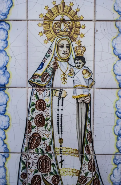 Talavera pottery, tiles, Virgin Mary with baby Jesus — Stock Photo, Image