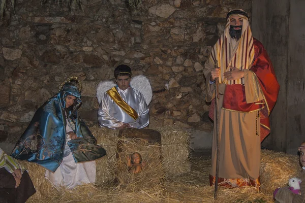 Living Nativity Christmas Navamorcuende, Toledo, Spain, — Stock Photo, Image