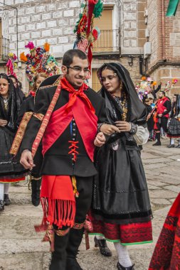 geleneksel kutlama carnaval de animas, valdeverdeja, toledo, İspanya