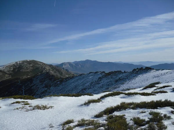 Rota Montanha Gredos Com Muita Neve Gelo — Fotografia de Stock