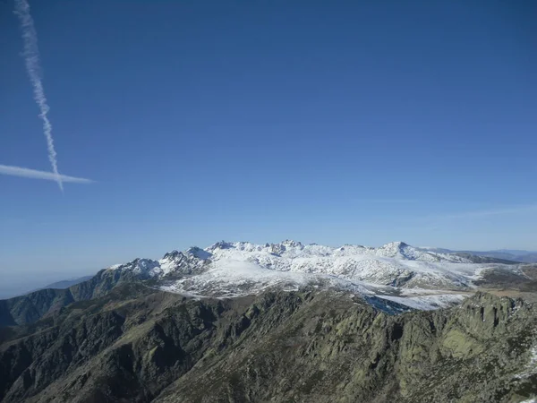 Rota Montanha Gredos Com Muita Neve Gelo — Fotografia de Stock