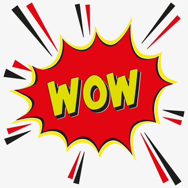 Пузырь из "вау" текста. Комический текст. Яркий мультяшный фон для любого использования.