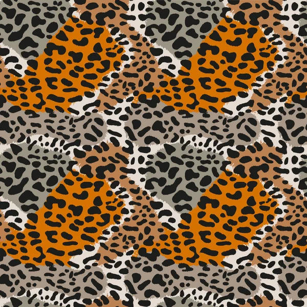 Piel Leopardo Patrón Sin Costuras Con Piel Leopardo Manchas Negras — Vector de stock