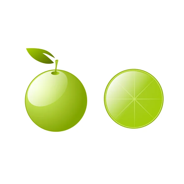 Zelené citrony s listy — Stockový vektor