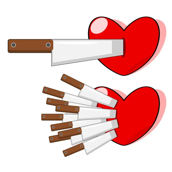 The knife push in heart — Stock Vector