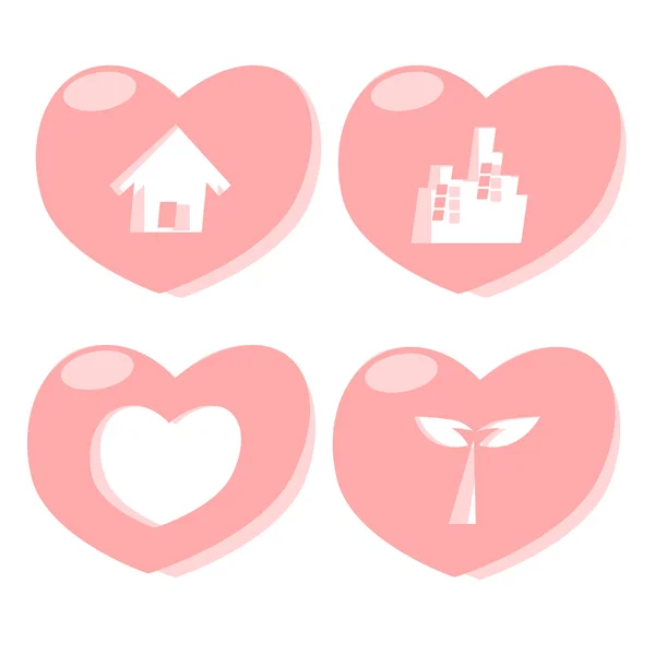 Heart icon city town tree — Stock Vector