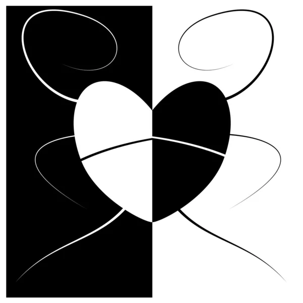 Abstract love and heart black and white — Stock Vector