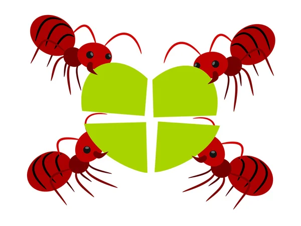 Kırmızı karıncalar ekip çalışması illüstrasyon — Stok Vektör