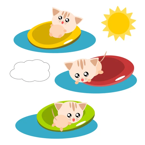 卡通猫在游泳池图 — 图库矢量图片