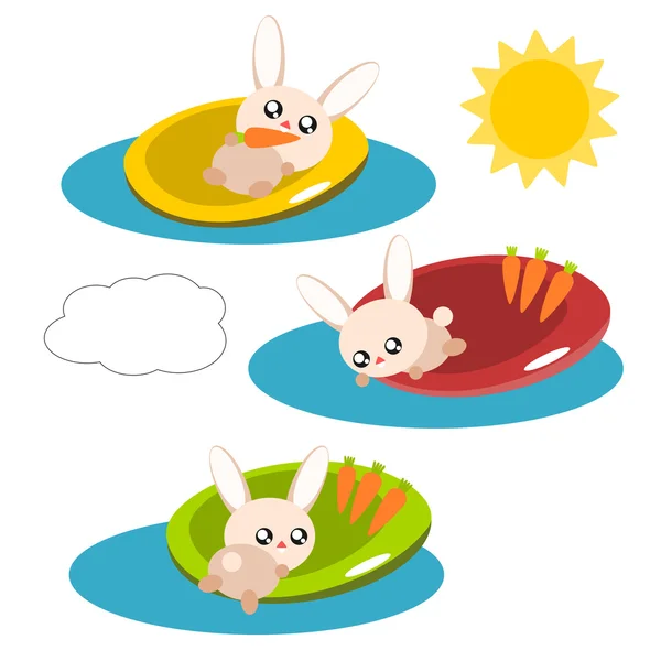 Cartoon rabbit in the pool illustration — Stock Vector