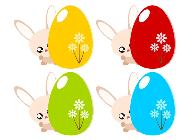 Uovo di Pasqua e illustrazione coniglio — Vettoriale Stock