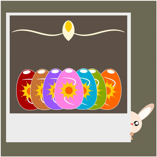 Œuf de Pâques et illustration de lapin — Image vectorielle