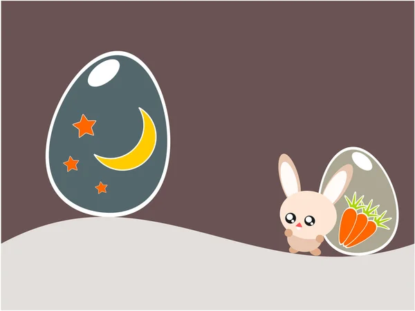 Uovo di Pasqua e illustrazione coniglio — Vettoriale Stock
