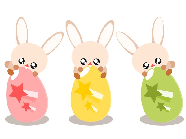 Œuf de Pâques et illustration de lapin — Image vectorielle