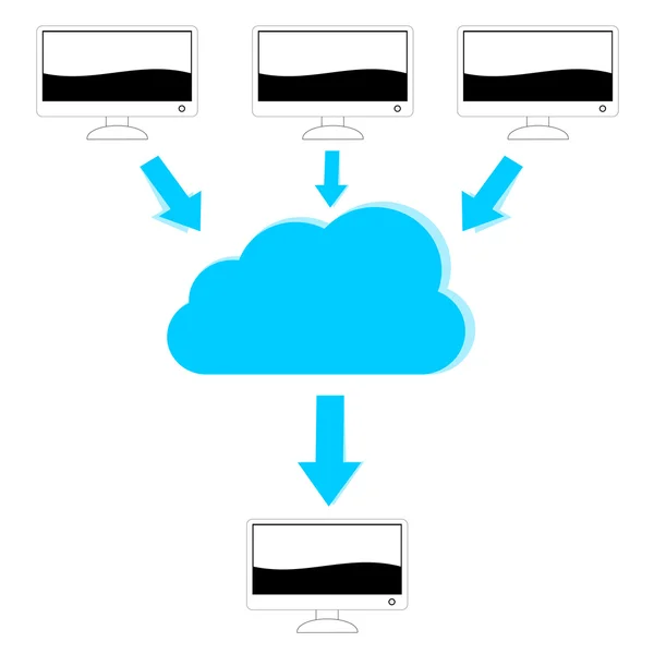 Wolkencomputer-Illustration — Stockvektor