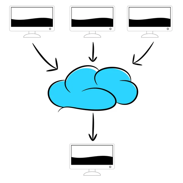 Wolkencomputer-Illustration — Stockvektor