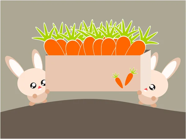 Illustration dessin animé lapin et carotte — Image vectorielle