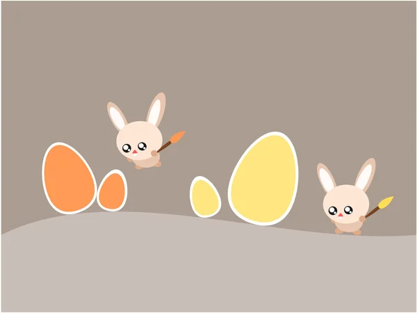 부활절 달걀과 토끼 그림 — 스톡 벡터