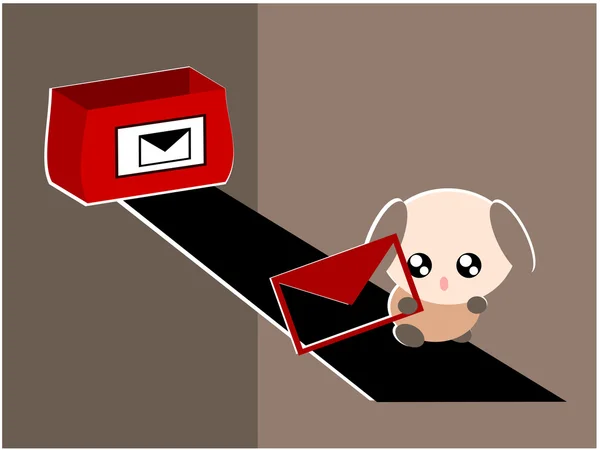 Cartoon dog with e-mail illustration — Stock Vector