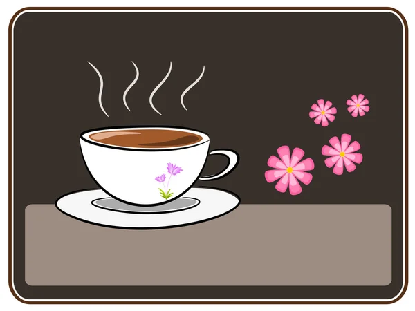 Иллюстрация кофе и цветов — стоковый вектор