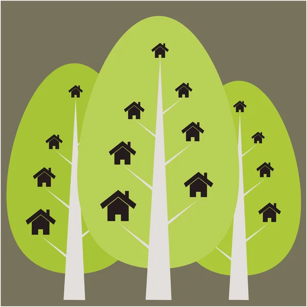 House and tree illustration — Stock Vector