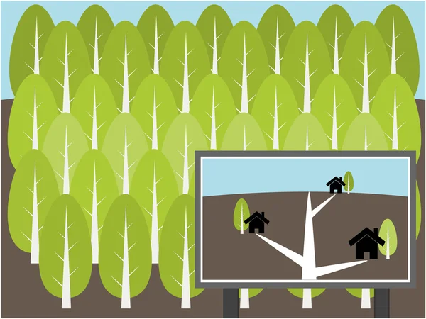 Projekt Hausbau im Wald Illustration — Stockvektor