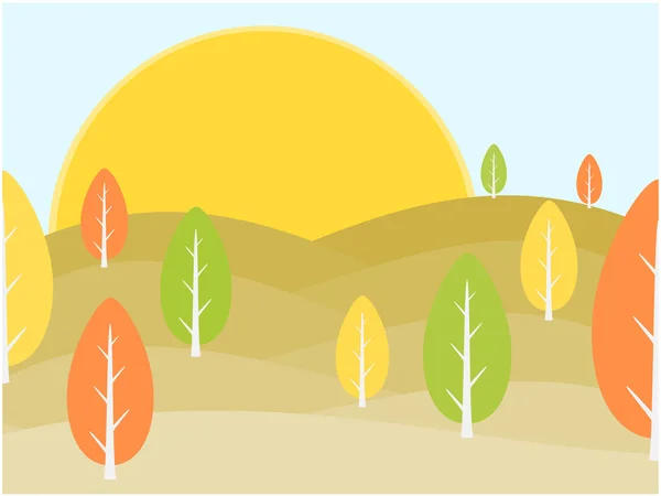 Montaña y árbol vista día ilustración — Vector de stock