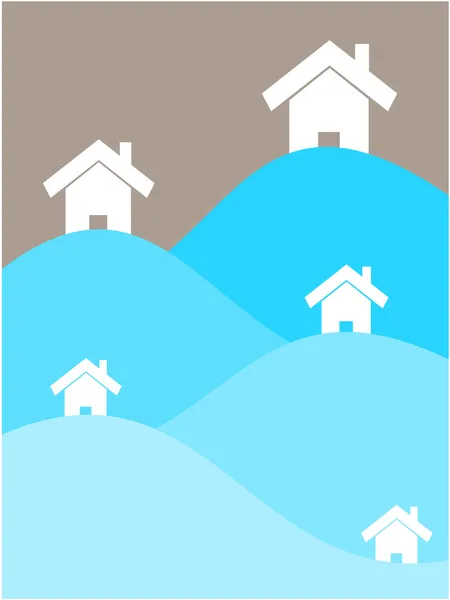 Casa nell'illustrazione dell'acqua — Vettoriale Stock