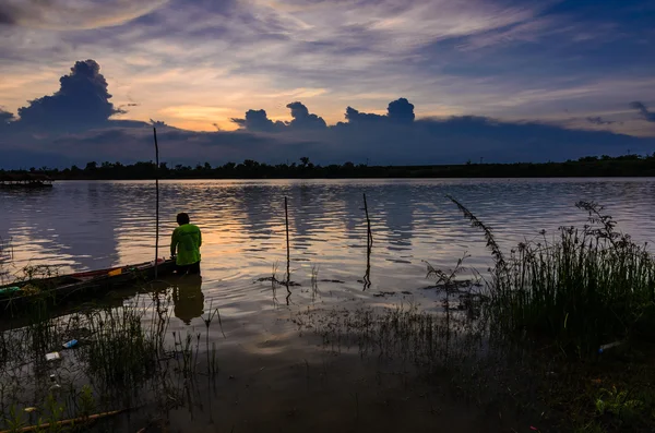 Silhouette Fluss in Thailand — Stockfoto