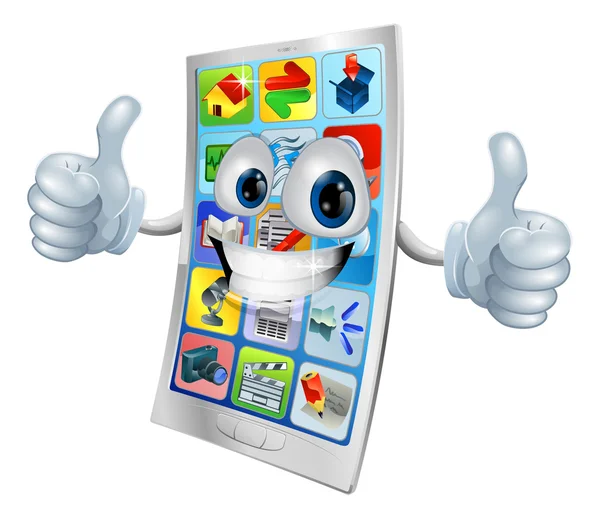 Mascotte de téléphone portable souriante — Image vectorielle