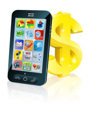 cep telefonu ve altın dolar işareti