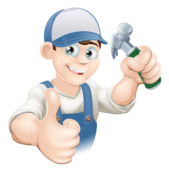 Thumbs up carpenter or builder — Stock Vector