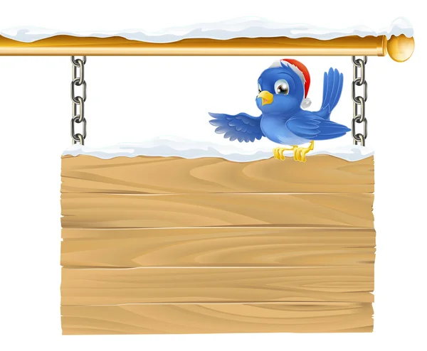 Mavi kuş Noel işareti — Stok Vektör