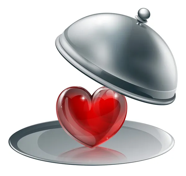 Серце на срібній тарілці — стоковий вектор