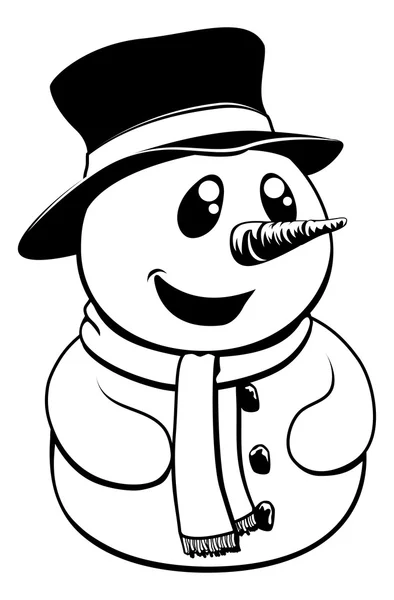 Bonhomme de neige de Noël noir et blanc — Image vectorielle